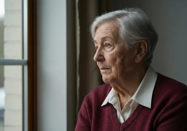 An older person with subtle signs of overlooked depression