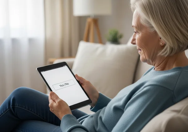 Warga emas dengan yakin menggunakan tablet untuk penilaian GDS dalam talian