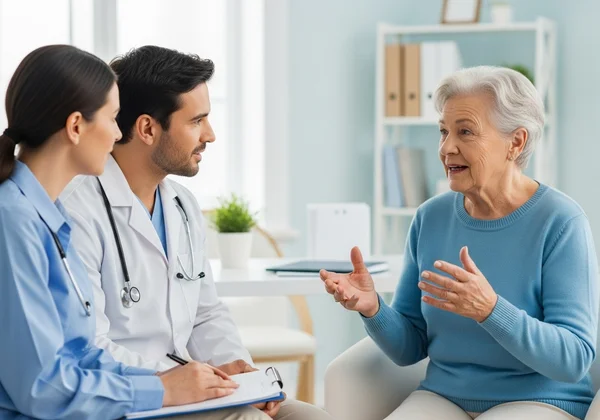 Warga emas bercakap dengan doktor dan keluarga tentang kesihatan mental