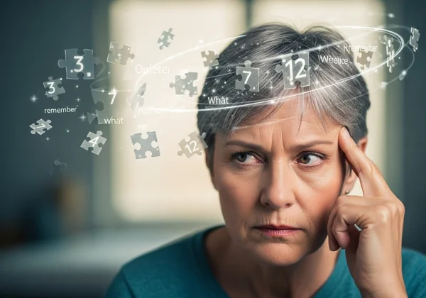 Older adult with confused, fragmented thoughts.