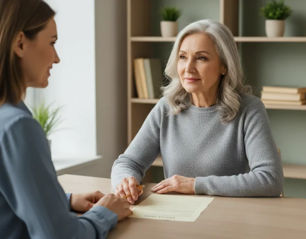 Calm senior questionnaire scene