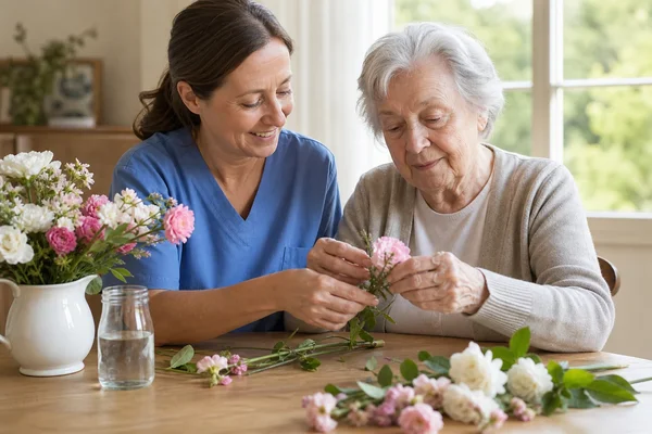 Caregiver adapting daily activities