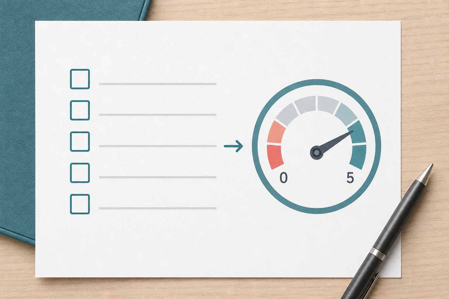 Five question scoring card