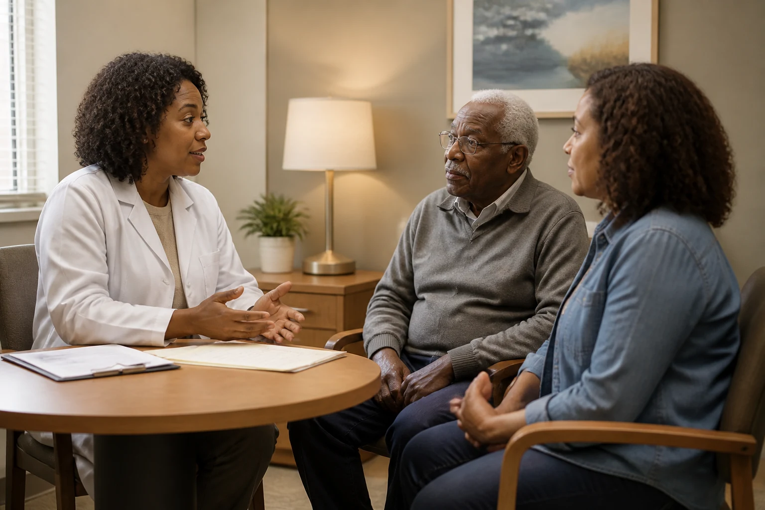 Clinician caregiver discussion